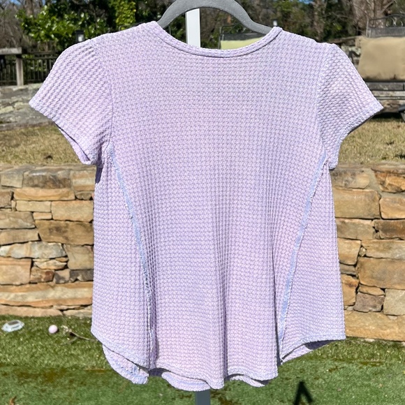 For All Seasons by Paper Crane Waffle Knit Short-Sleeve Top with Curved Hem - Picture 3 of 16